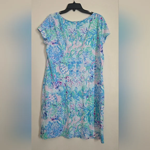 Women's Lilly Pultizer Short Sleeve Marlowe Dress XL Preppy Beach Vacation Mini - Picture 3 of 7